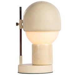 1960s White Glass and Metal Table Lamp Attributed to Angelo Lelli for Arredoluce