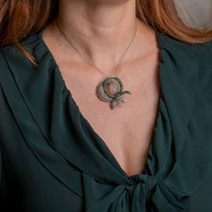 1960s White Gold Brooch with Diamonds & Emeralds