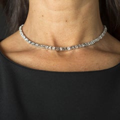 1960s White Gold Necklace with a Total of 11.20 Ct. of Diamonds