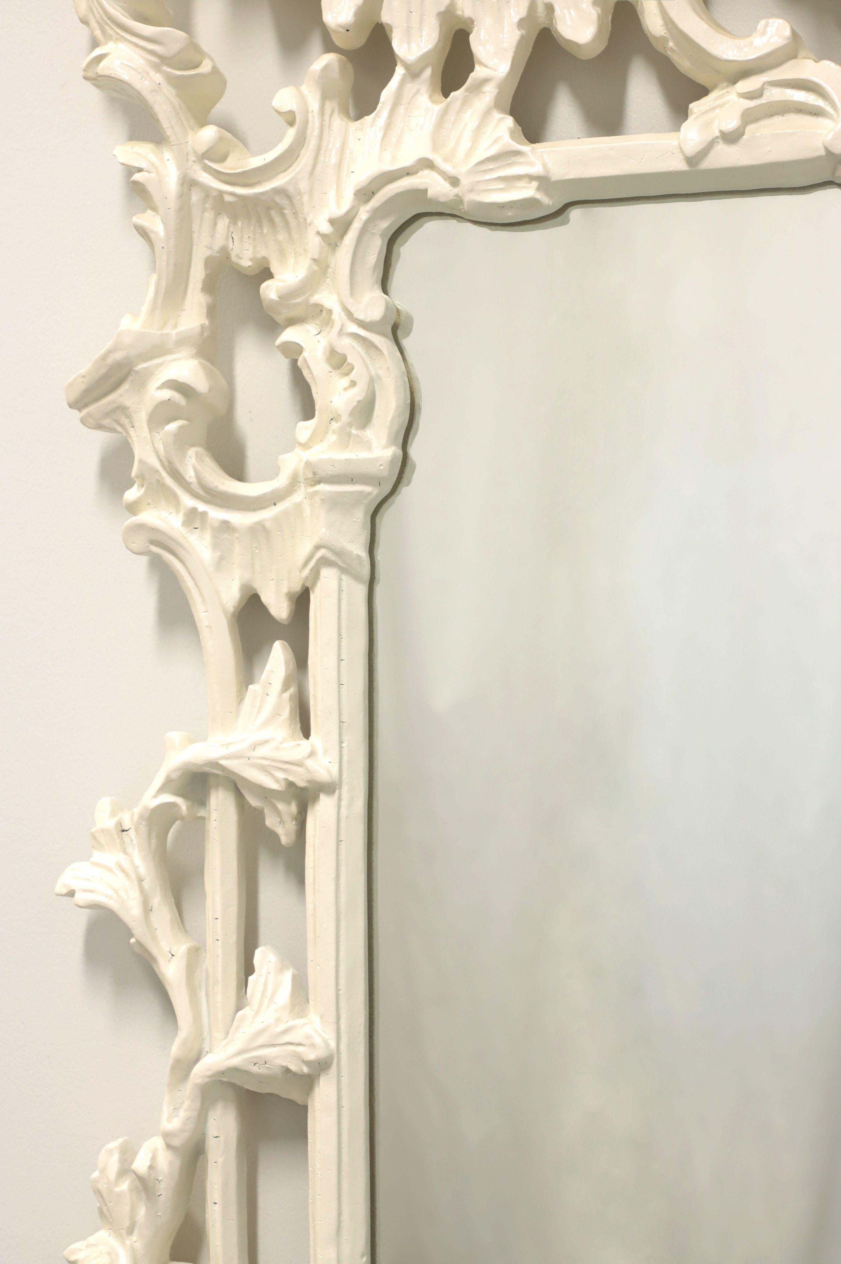 American STROUPE 1960's White Lacquered Chinese Chippendale Pagoda Wall Mirror