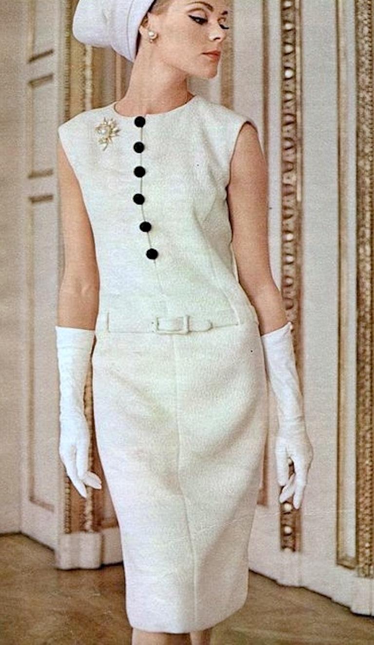 1960er Jahre Weiß Made in France Waschbare Vintage Lederhandschuhe im Angebot 5