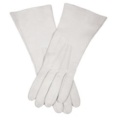 1960s White Made in France Washable Retro Leather Gloves