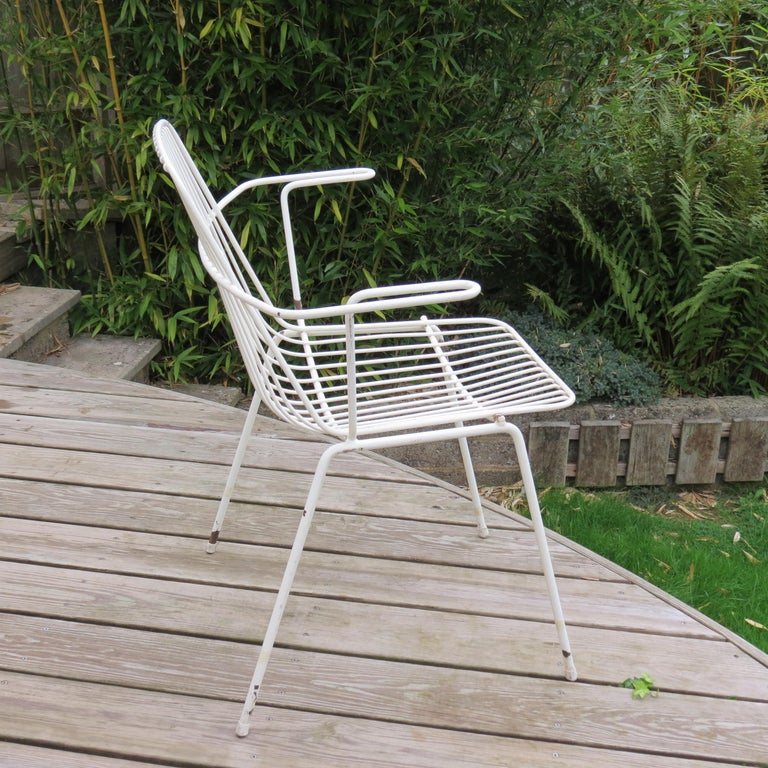 1960s White Metal Midcentury Garden Chair For Sale at 1stDibs