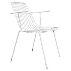 Vintage 1960s White Metal Midcentury Garden Chair