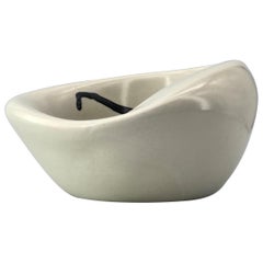 1960s Blanco Orgánico Moderno Abstracto Tazón Cenicero Cigarro Jouve Plato