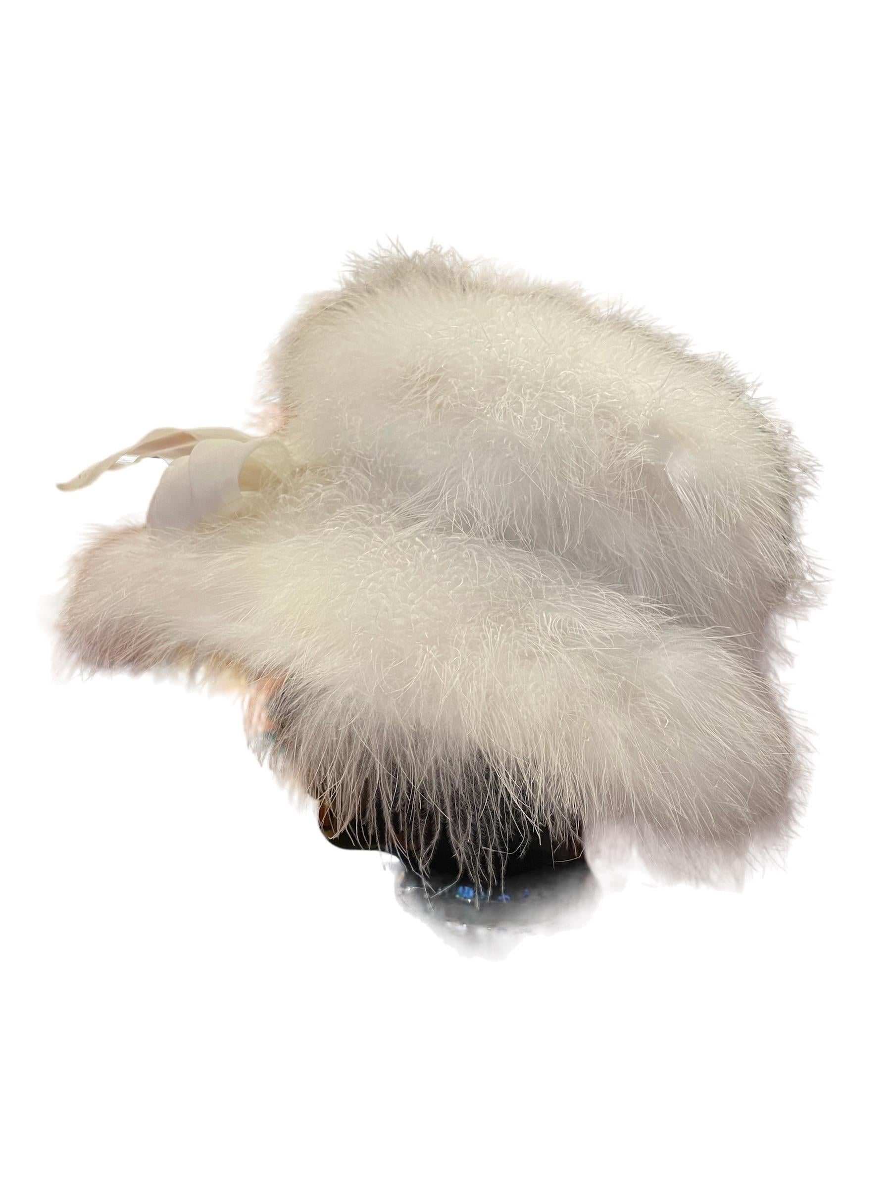 1960s White Ostrich Feather Fabulous Hat  In Fair Condition In Greenport, NY