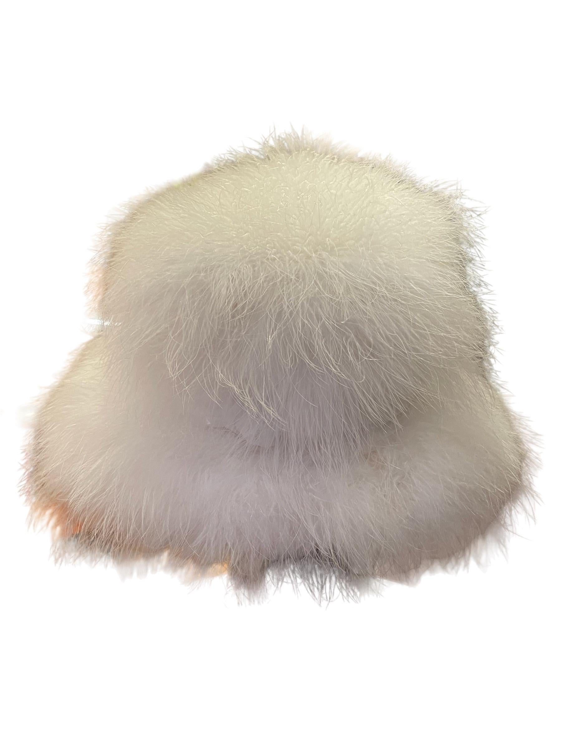 Women's or Men's 1960s White Ostrich Feather Fabulous Hat 