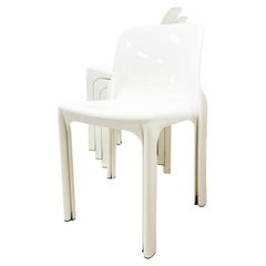 1960s White Selene Stacking Chairs by Vico Magistretti for Heller