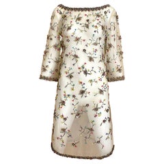 sheer embellished dress 1960s White Sheer Embellished Cocktail Dress