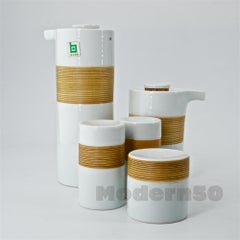 1960s White Sushi Saki Tableware Set Salt Pepper Spice Vessels, Japan