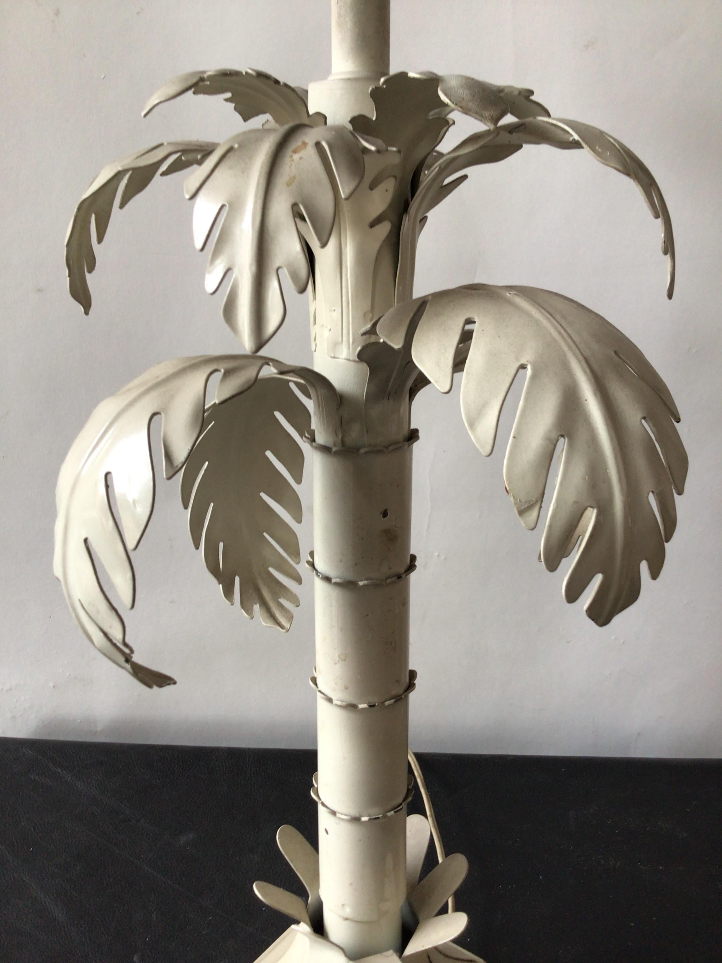 Steel 1960s White Tole Palm Tree lamp For Sale