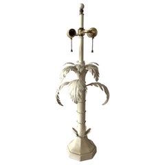 Lampe de palmier en tôle blanche des années 1960