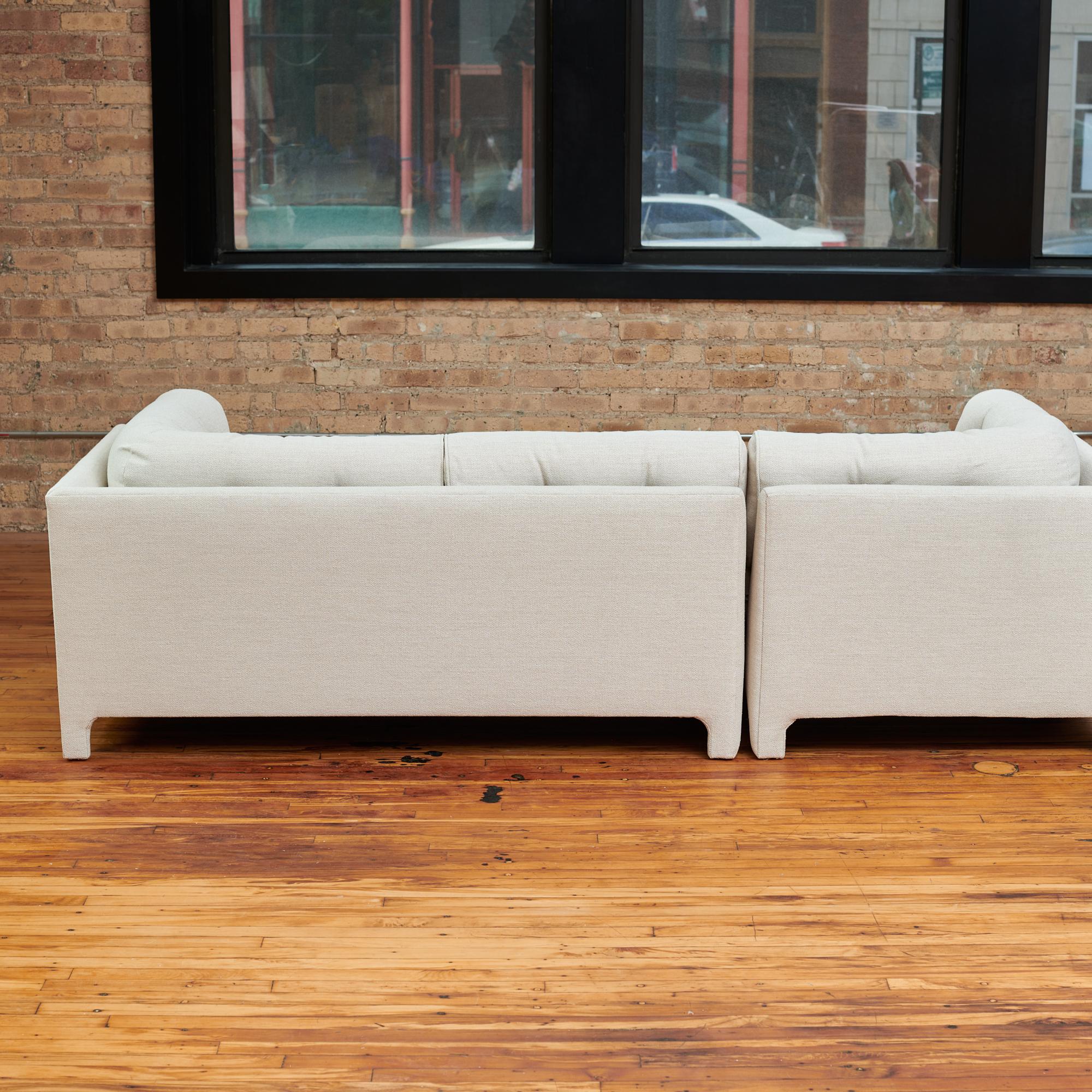 1960s White Two Part Midcentury Sectional Sofa In Good Condition In Chicago, IL