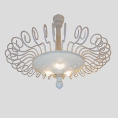 1960s White Venetian Hand Blown Glass Large Murano Chandelier Midcentury