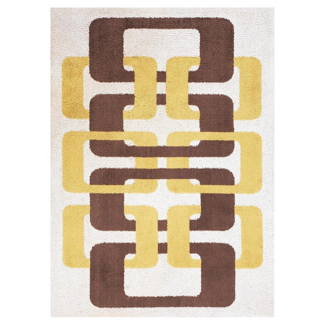 1960er Weiß Vintage Danish Art Modern Scandinavian Rya Rug 5' 7 "x 7' 9" Teppich