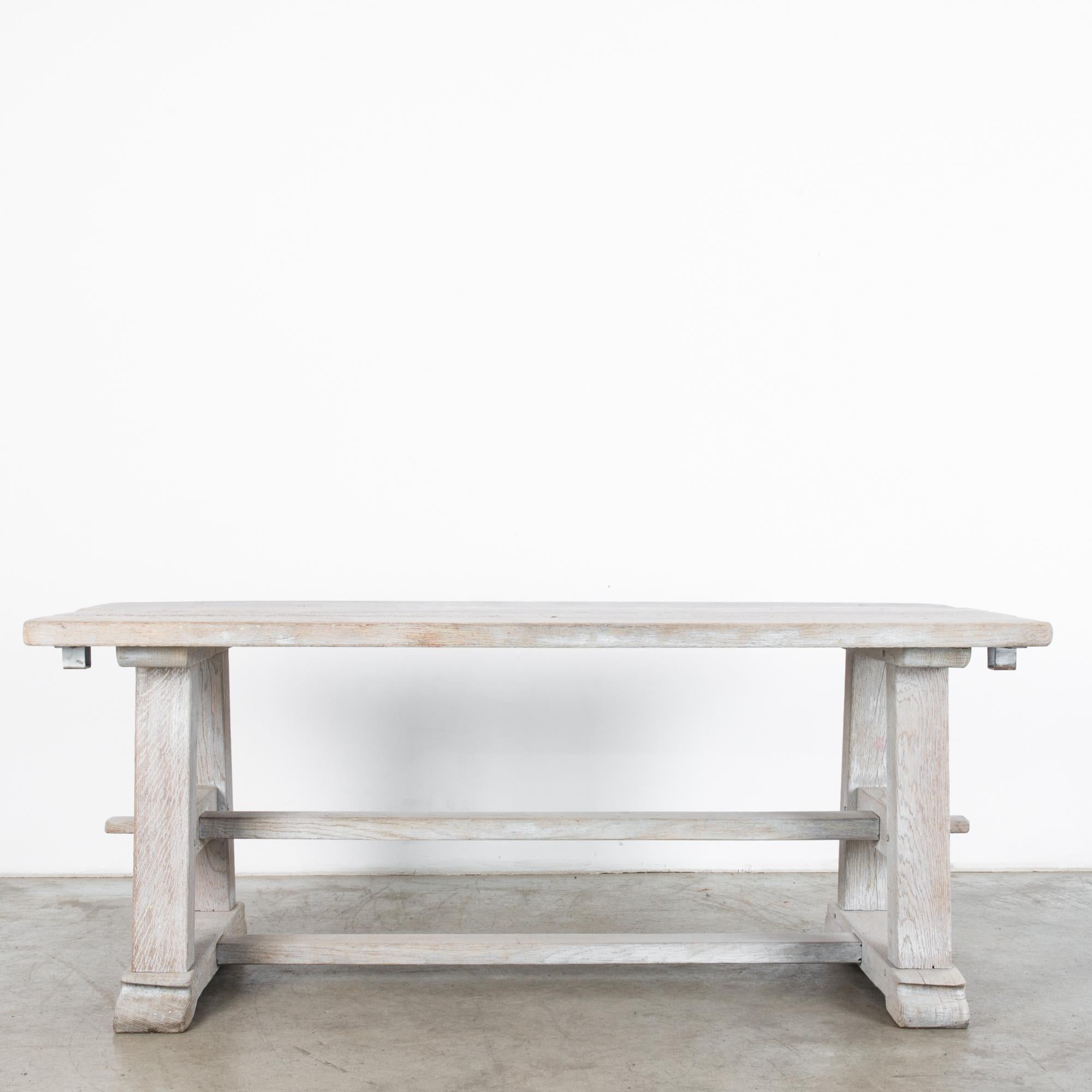 1960s White-washed Belgian Oak Extendable Dining Table 5