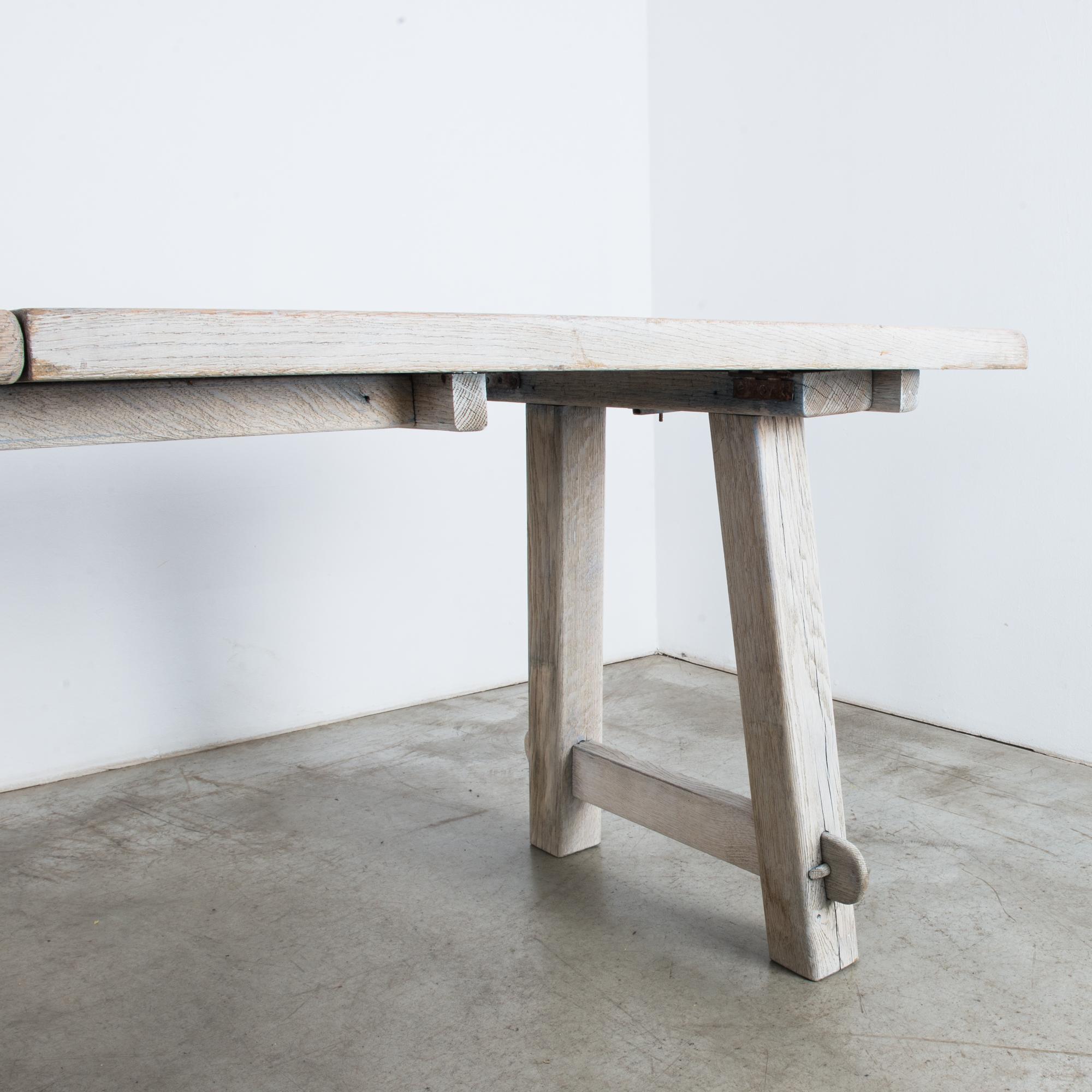 1960s White-washed Belgian Oak Extendable Dining Table 9