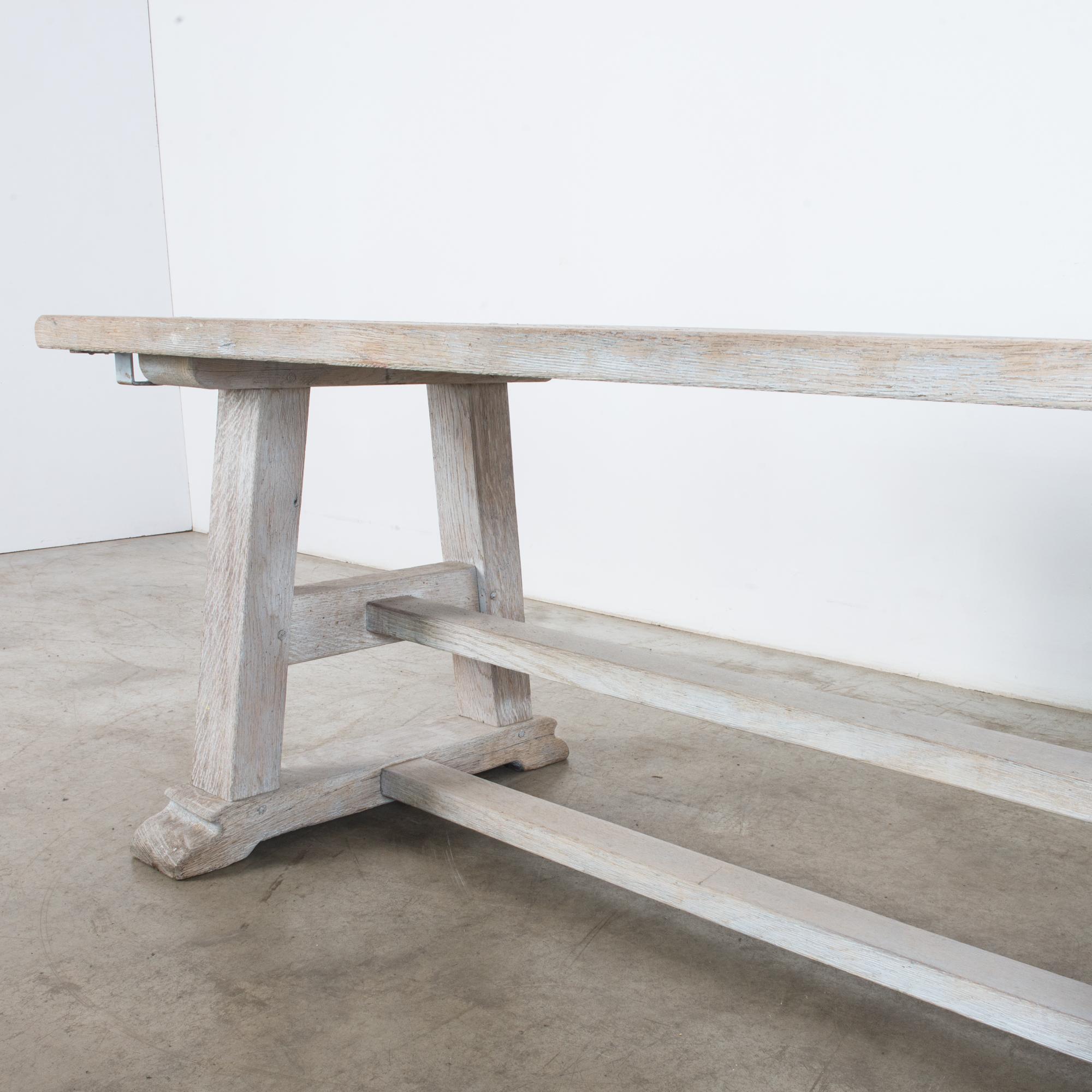 1960s White-washed Belgian Oak Extendable Dining Table 2