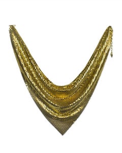 1960's Whiting & Davis Gold Mesh Scarf Necklace