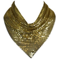 Vintage 1960's Whiting & Davis Gold Mesh Scarf Necklace 