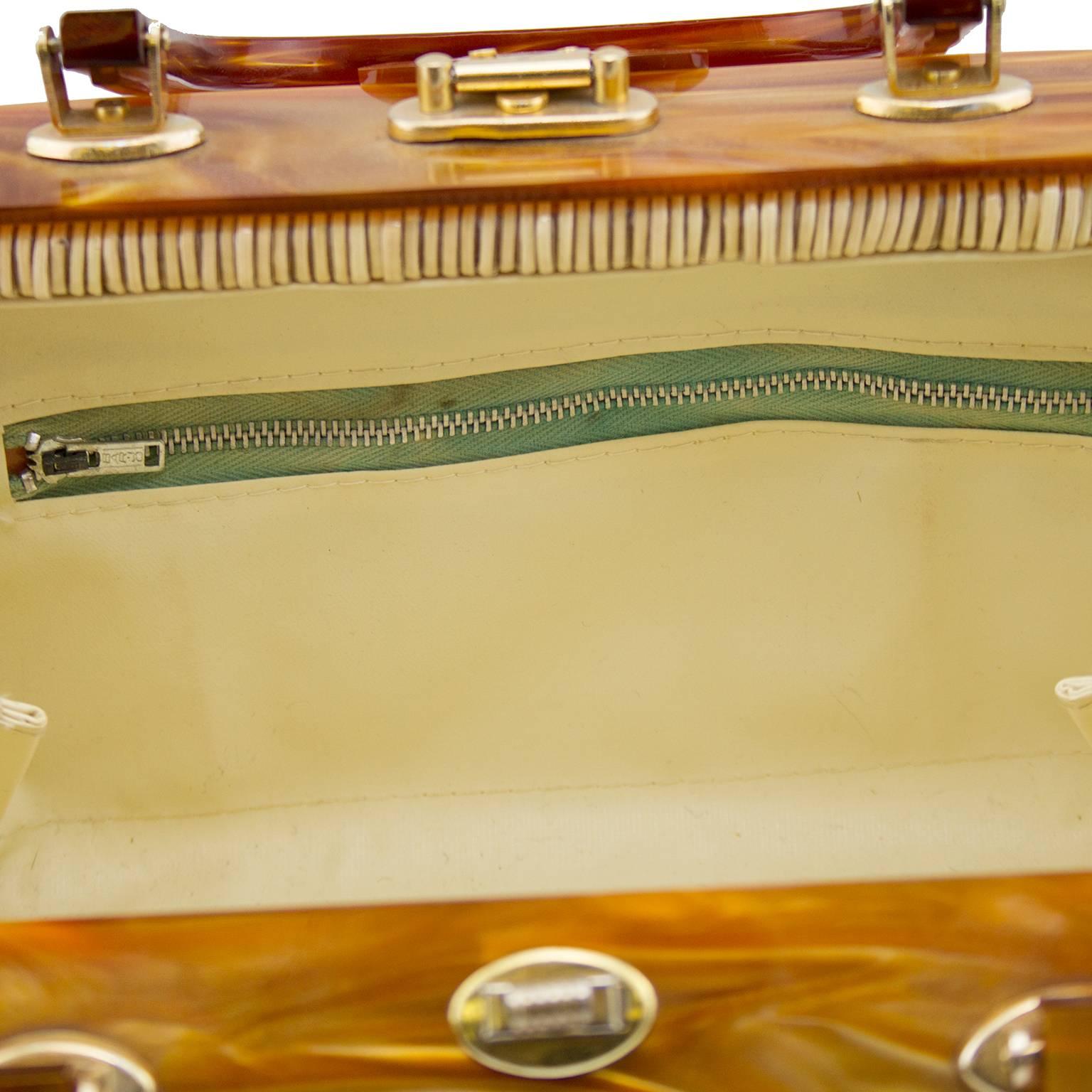 1960s Wicker and Lucite Basket Bag 2