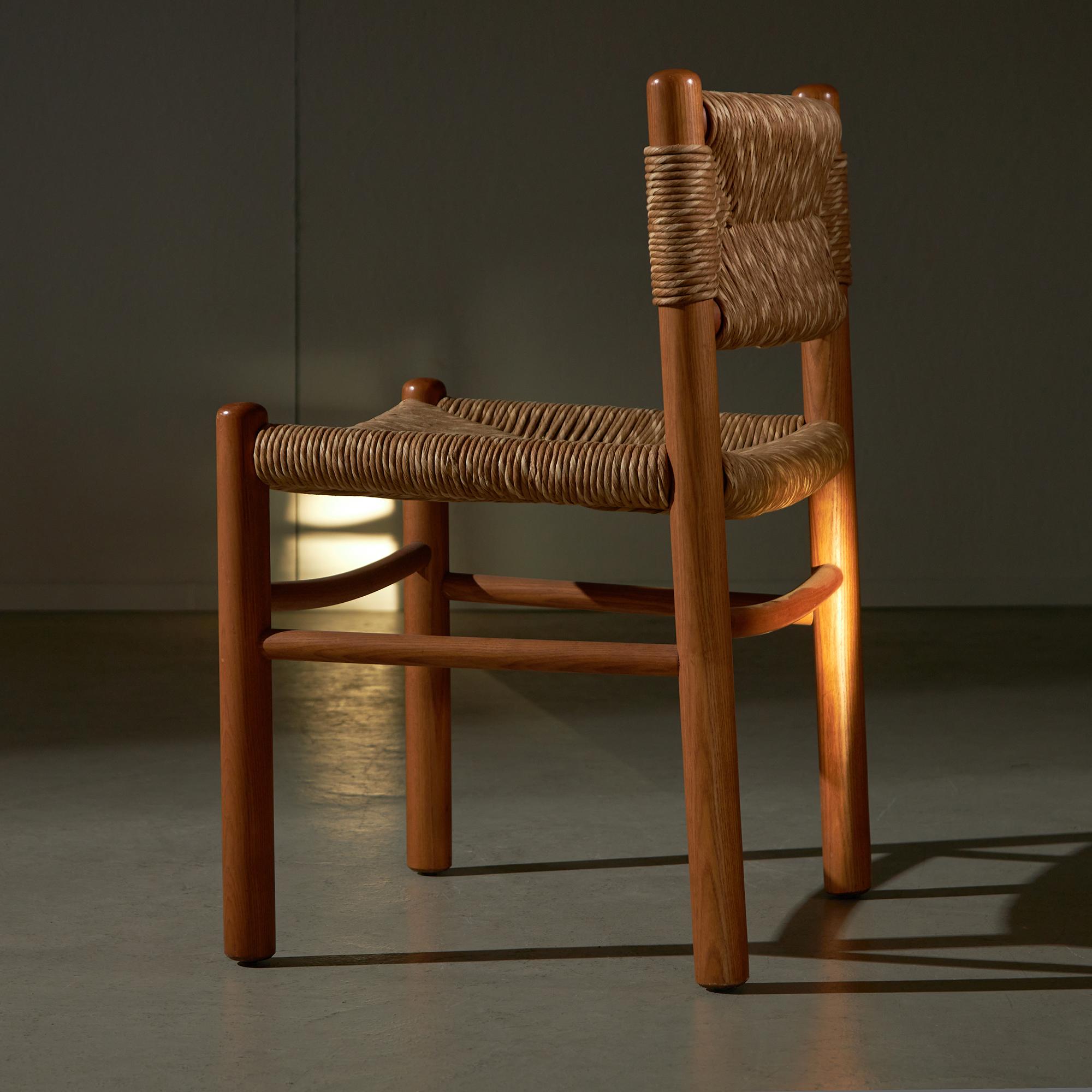 Set di sedie in legno e vimini anni '60 in vendita 5