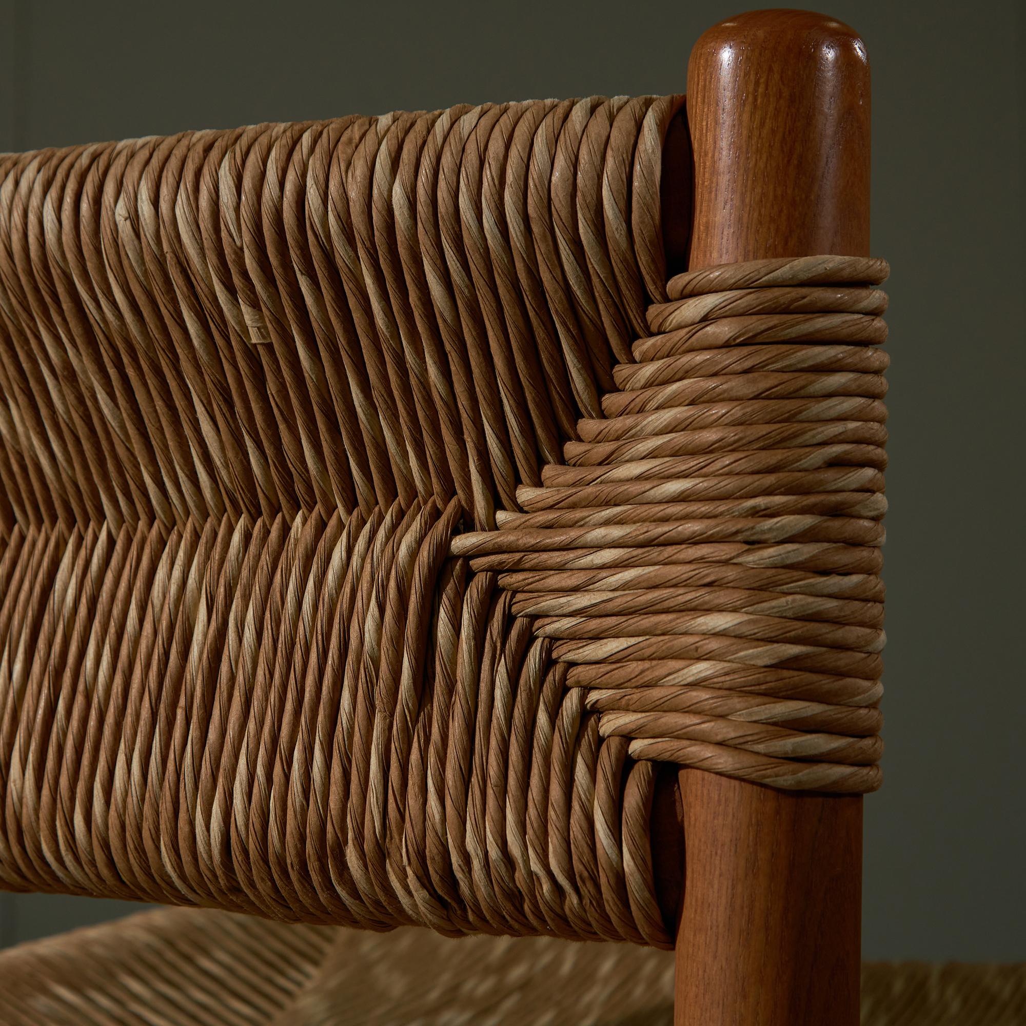 Set di sedie in legno e vimini anni '60 in vendita 8