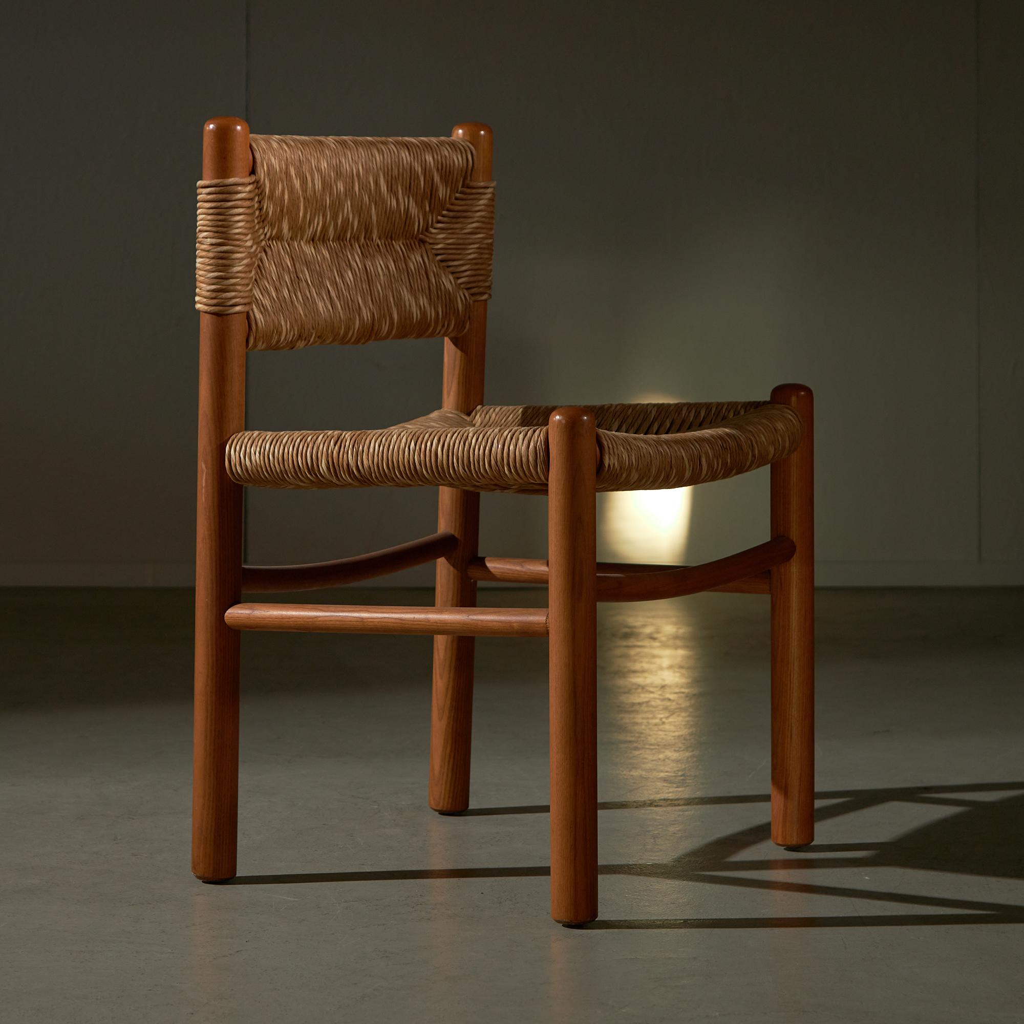Set di sedie in legno e vimini anni '60 in vendita 1