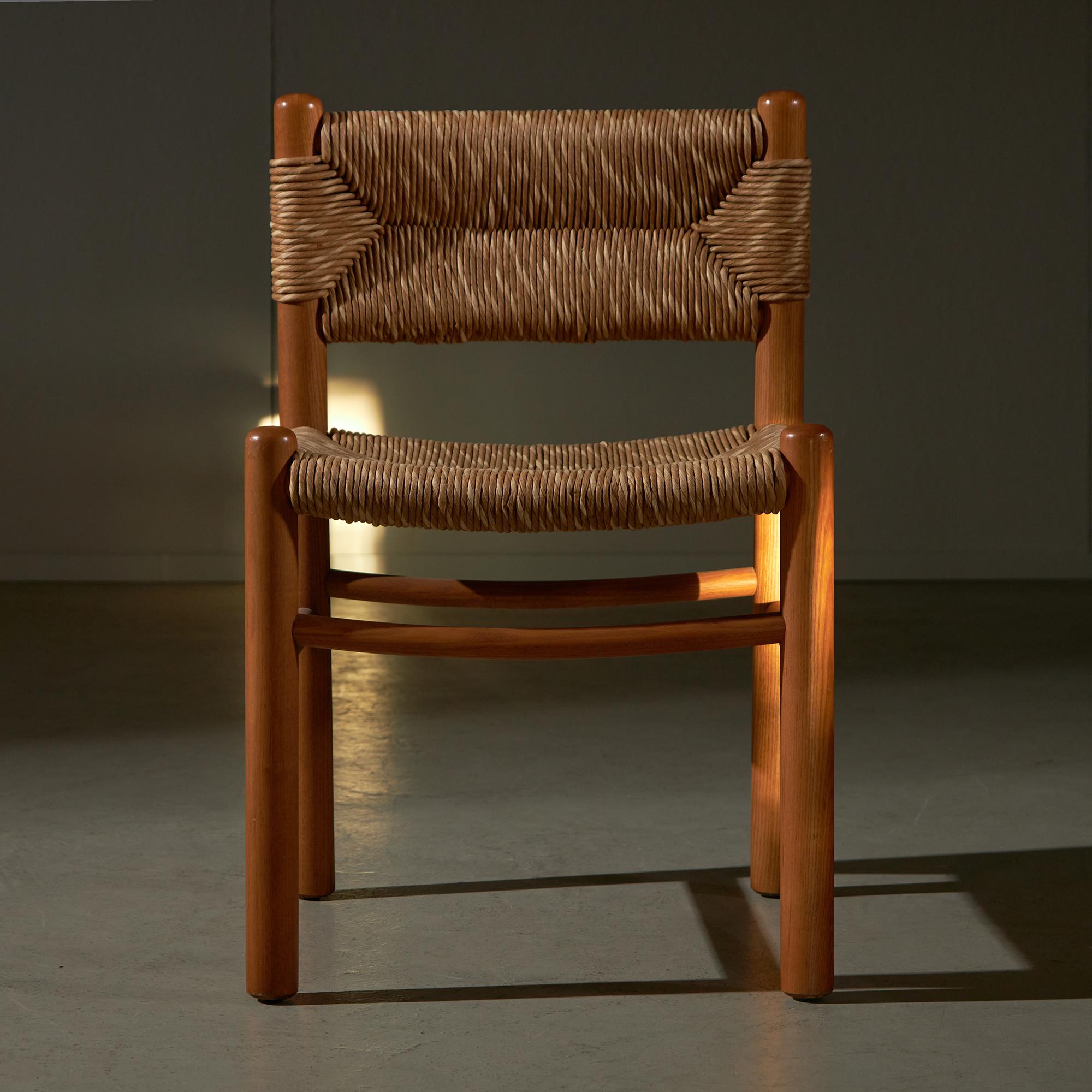 Set di sedie in legno e vimini anni '60 in vendita 3