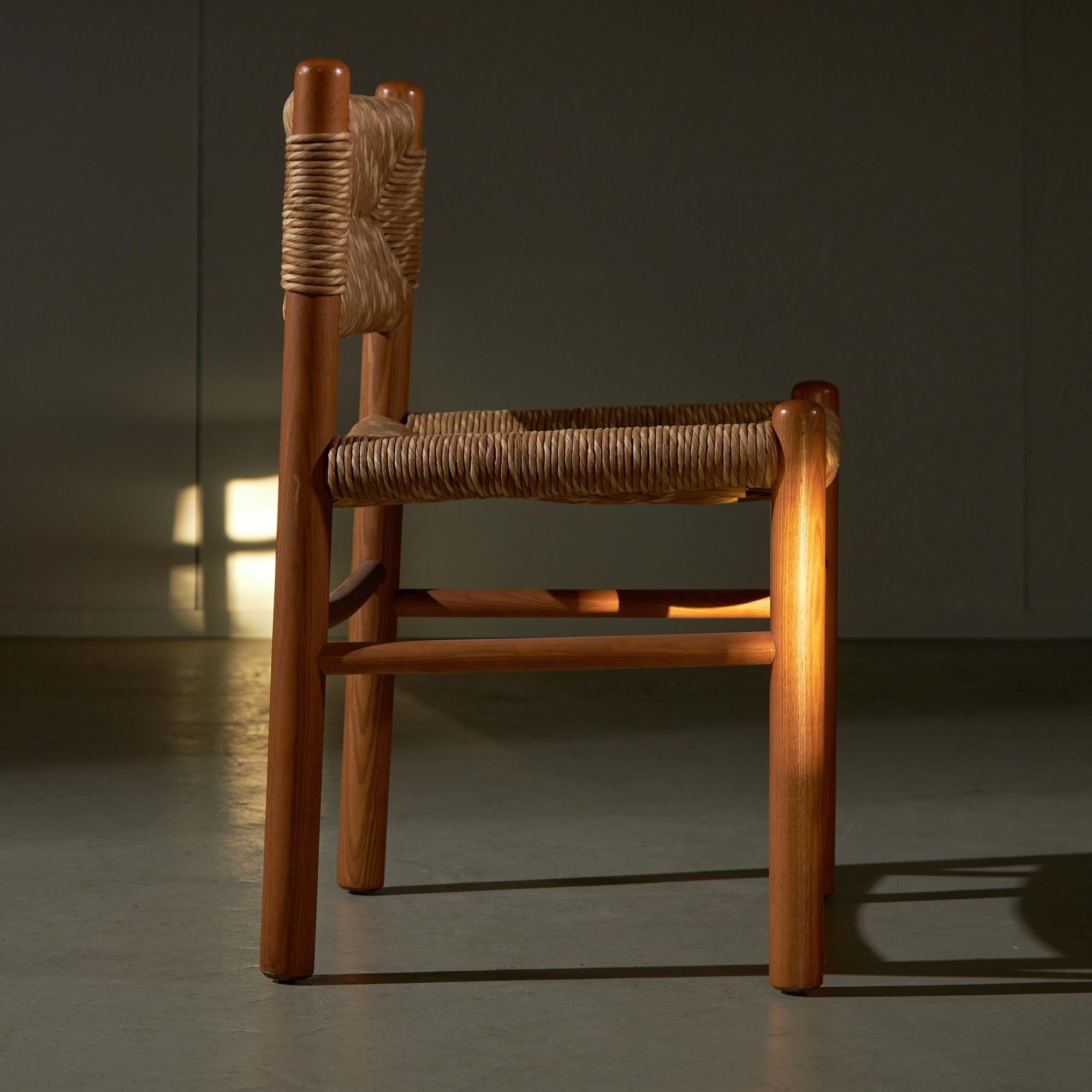 Set di sedie in legno e vimini anni '60 in vendita 4
