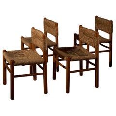 Vintage 1960s Wicker and Wooden Chair Set