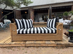1960's Wicker Rattan Daybed mit neuen Polstermöbeln