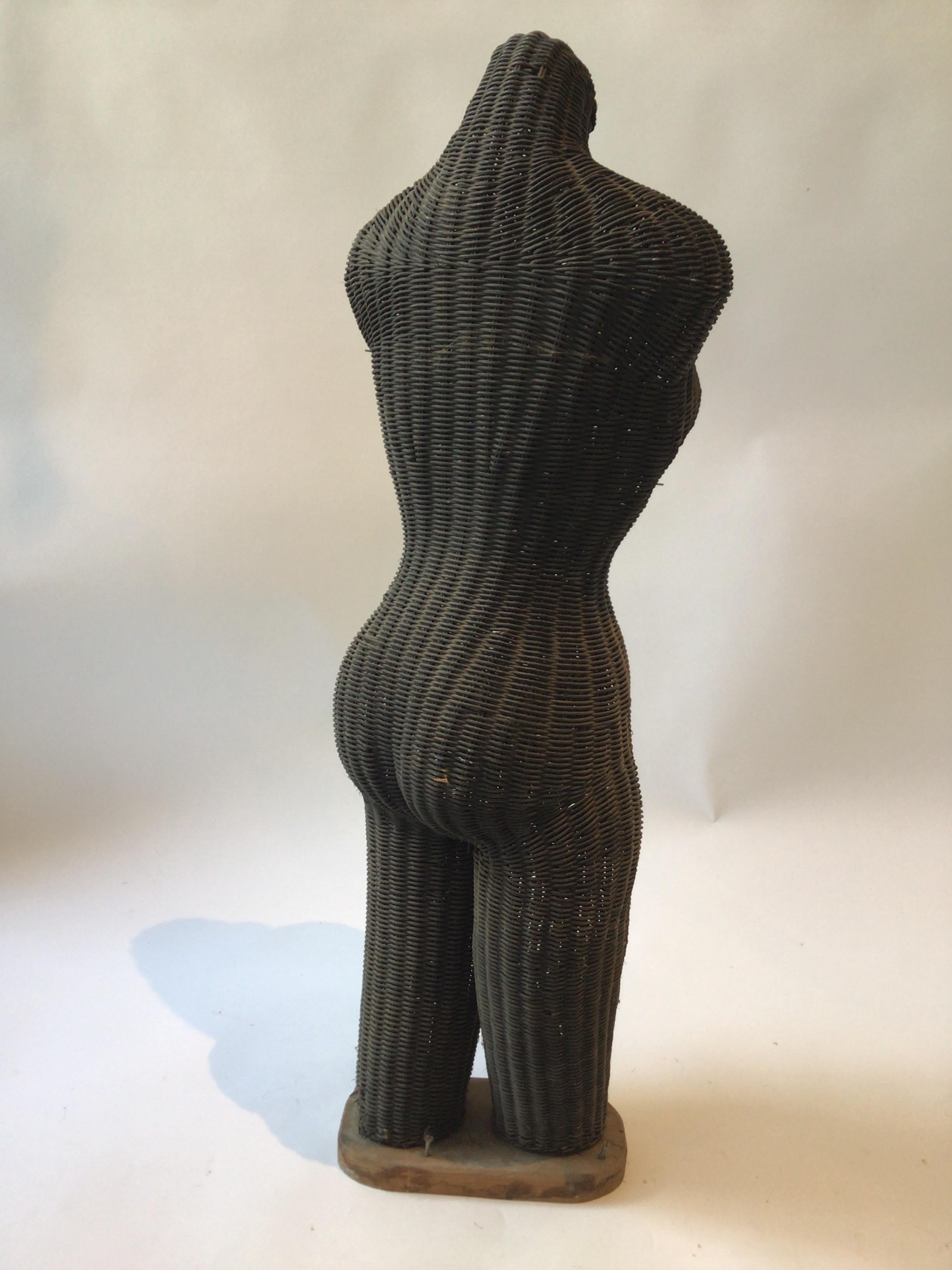 1960s Wicker Sculpture of a Nude Woman In Good Condition For Sale In Tarrytown, NY