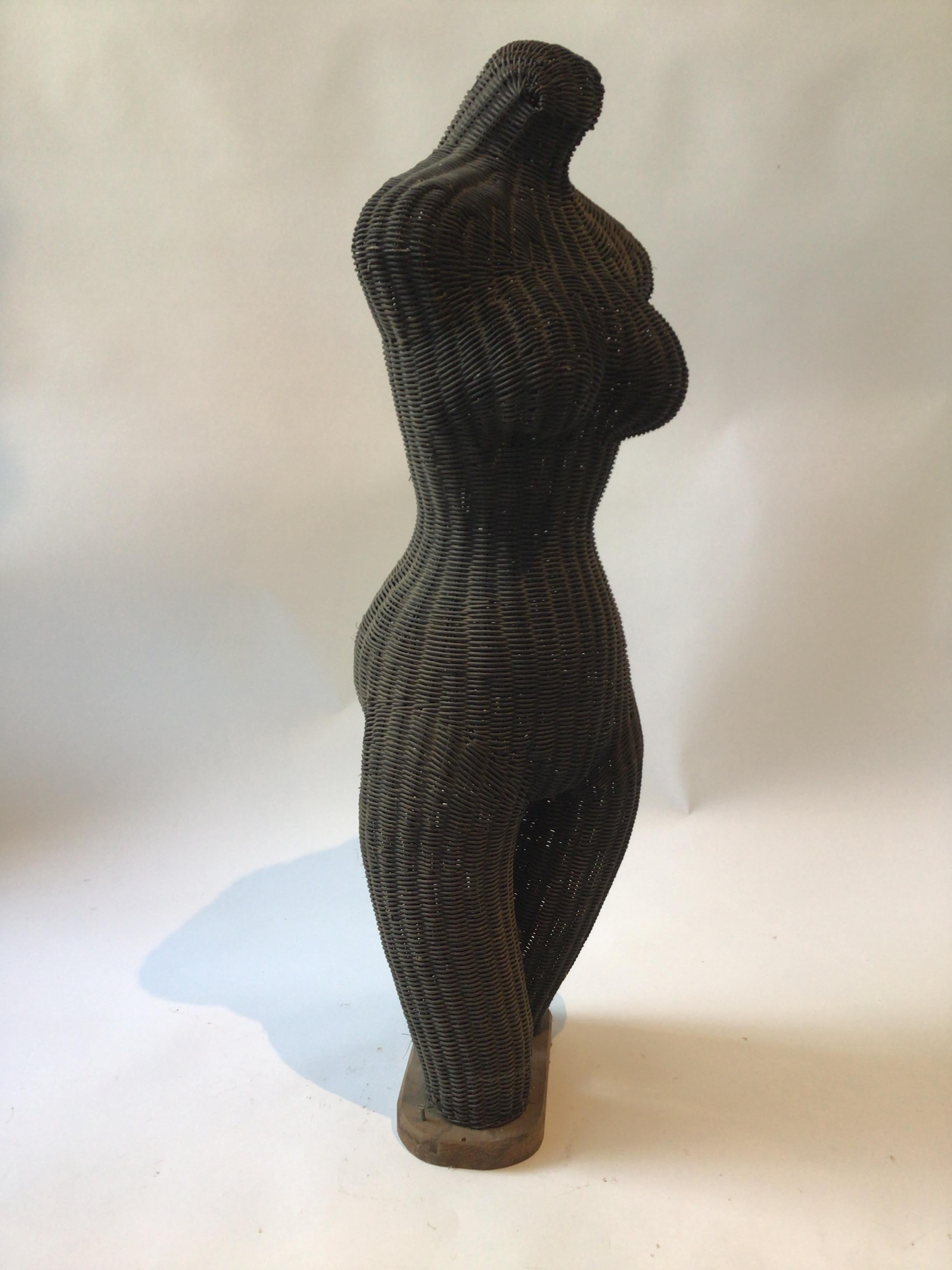 Mid-20th Century 1960s Wicker Sculpture of a Nude Woman For Sale