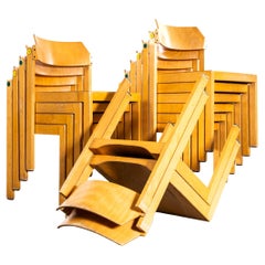 1960
s Wide Elegant Clean Stacking Blonde Dining Chairs