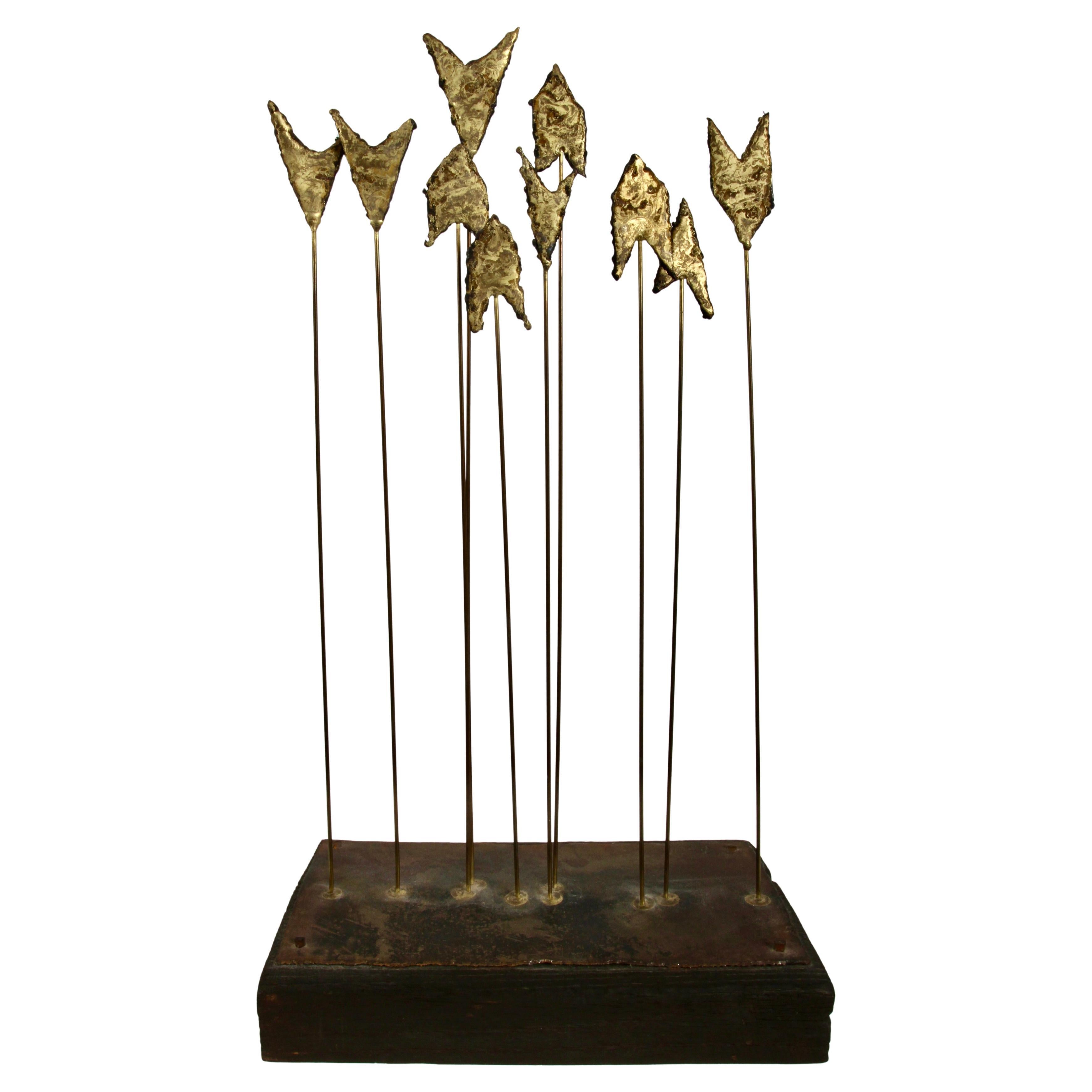 1960s William Bowie Abstract Brutalist Metal Kinetic Sound Table Sculpture For Sale