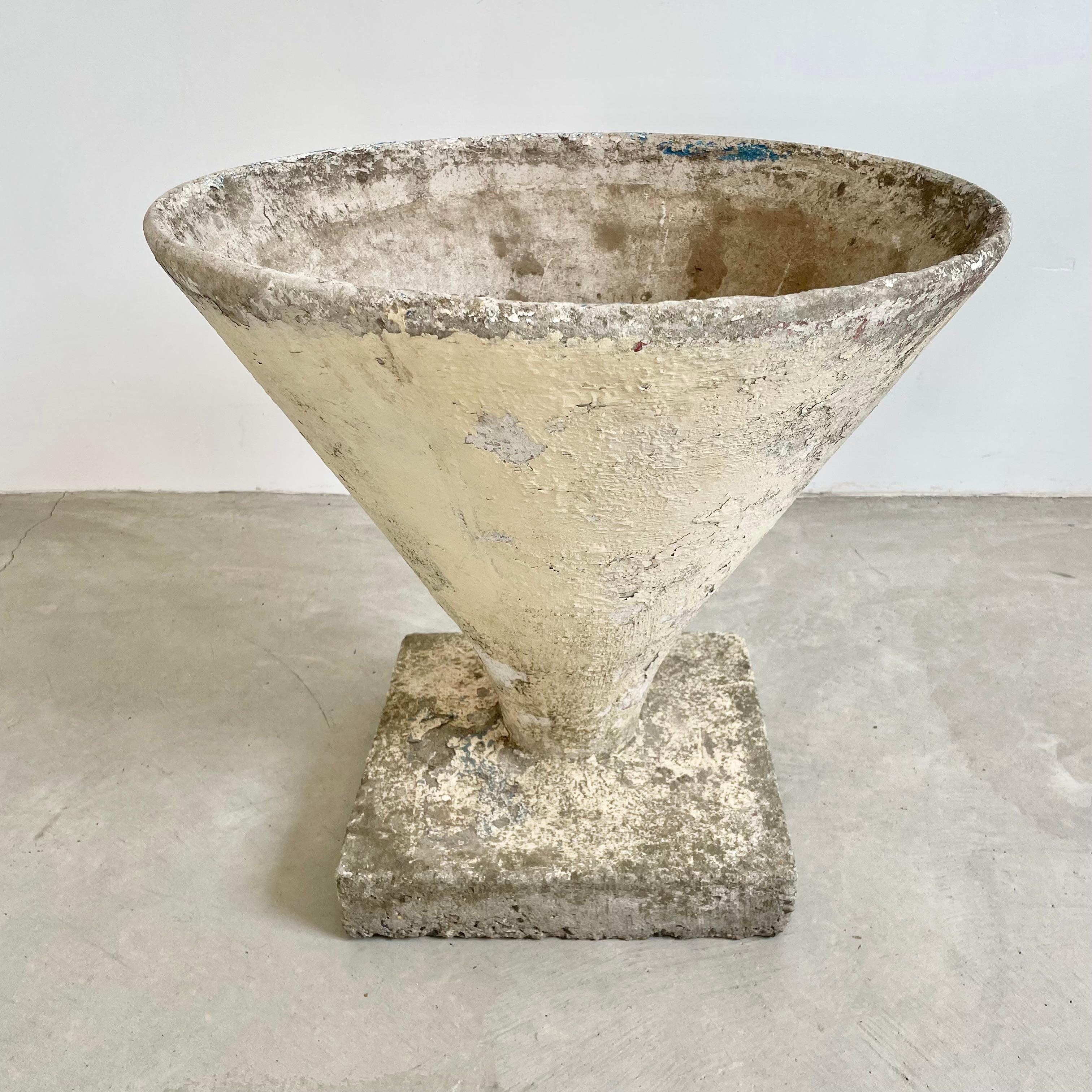 1960s Willy Guhl Concrete Pedestal Cone Planter For Sale 3