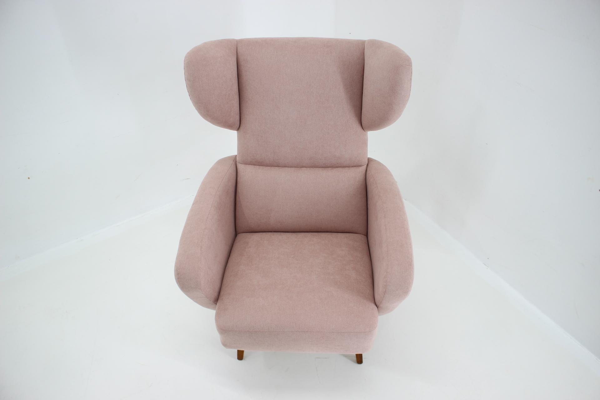 Mid-Century Modern 1960s Wing Chair, Czechoslovakia  For Sale