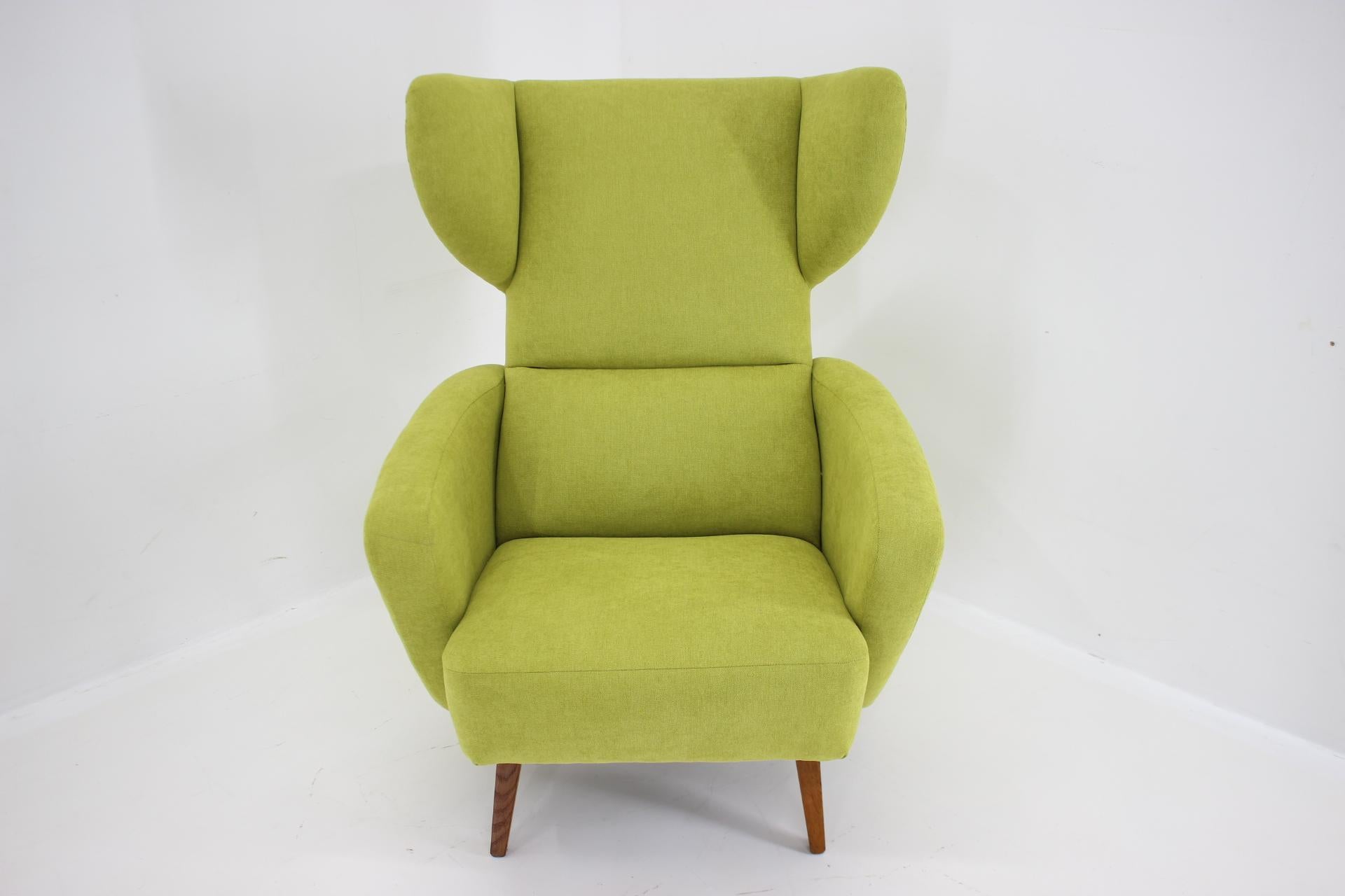 Mid-Century Modern 1960s Wing Chair, Czechoslovakia  For Sale