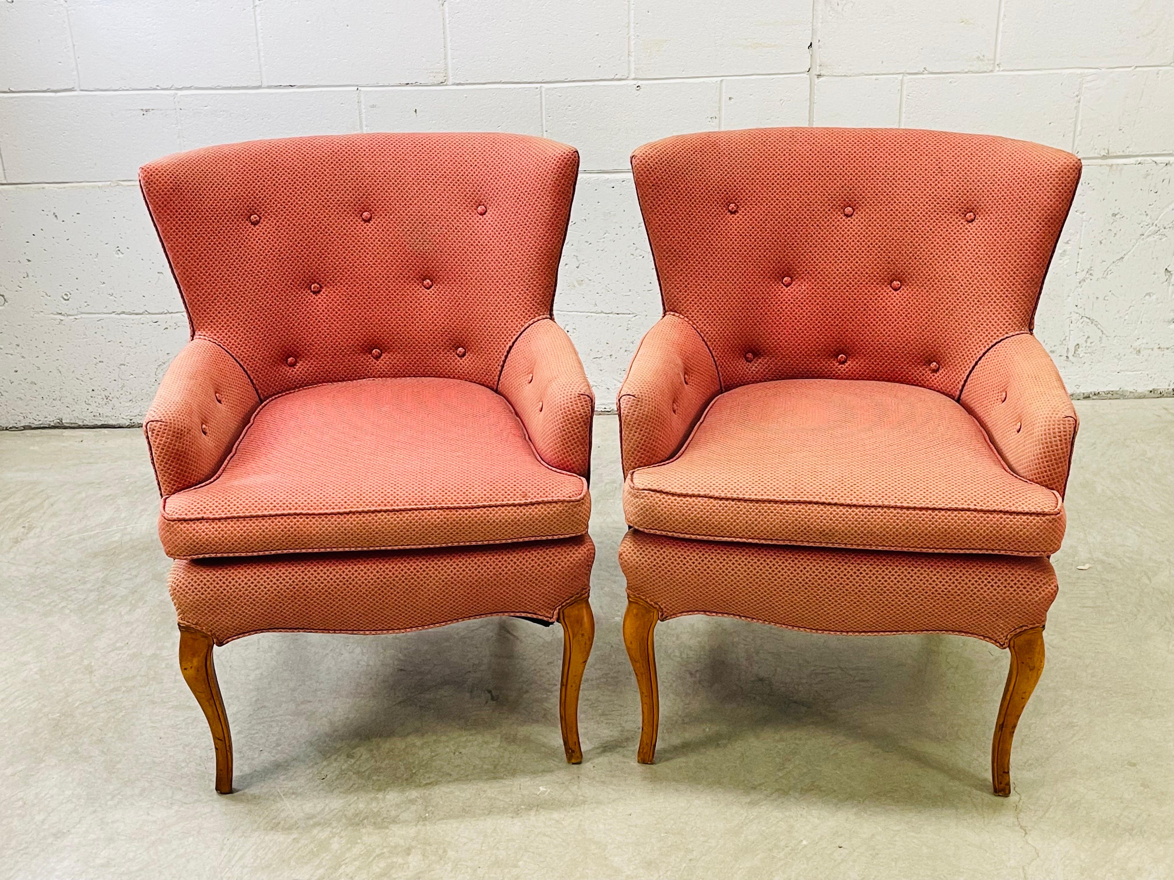 Mid-Century Modern 1960s Winged Back Provincial Style Arm Chairs, Pair For Sale