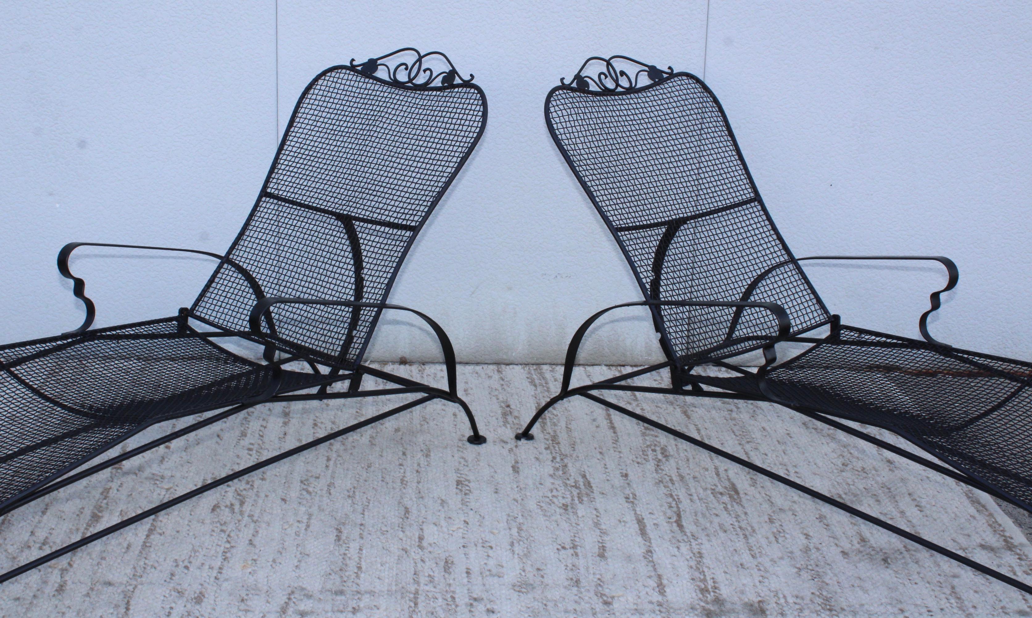 American 1960's Wire Mesh Outdoor Chaise Lounges