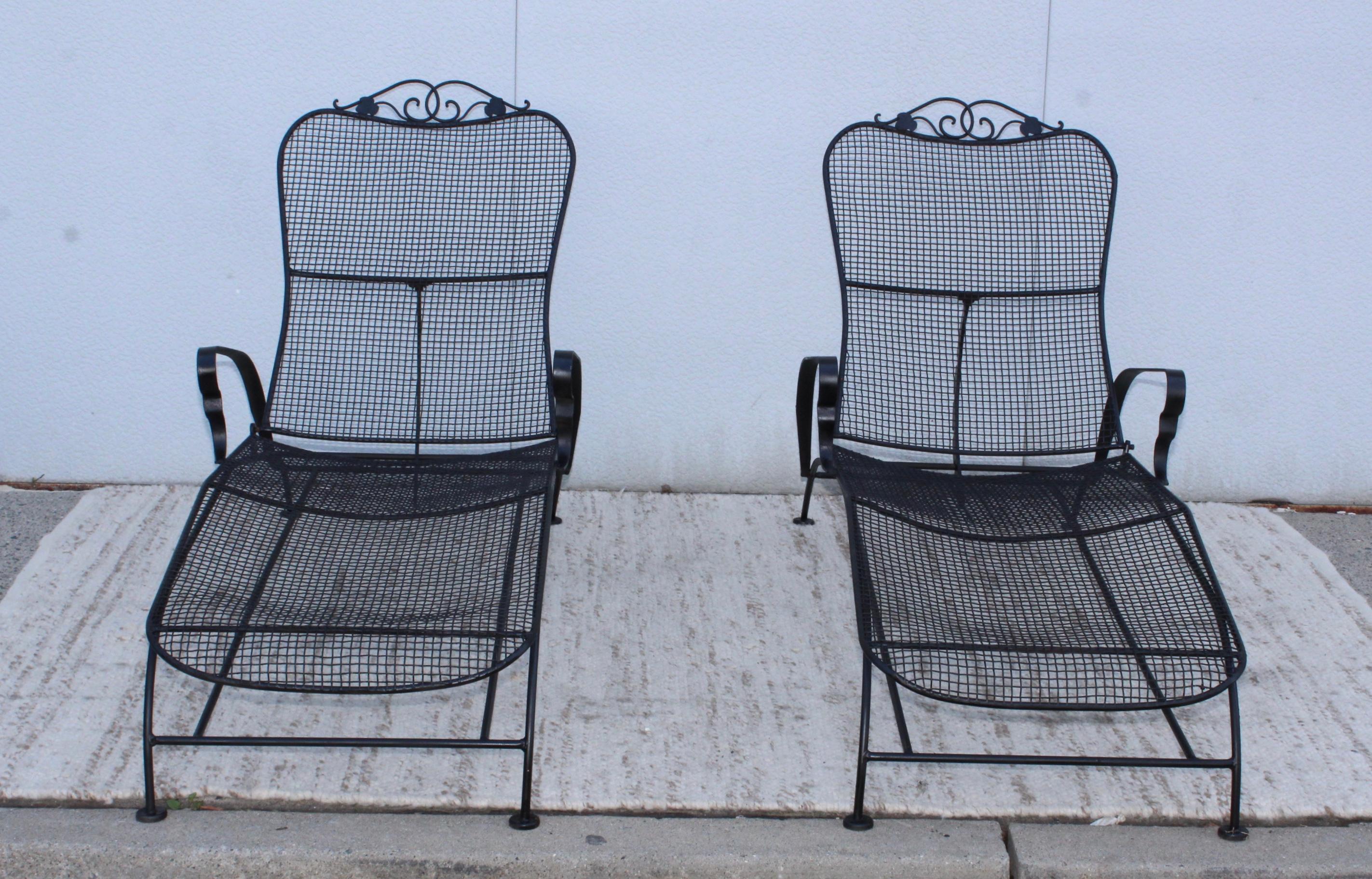 Mid-20th Century 1960's Wire Mesh Outdoor Chaise Lounges