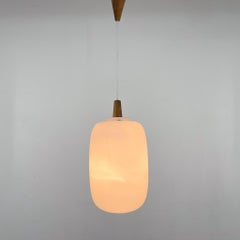 Lampada a sospensione in Wood e vetro degli anni '60 di ULUV, Cecoslovacchia, marcata dal produttore