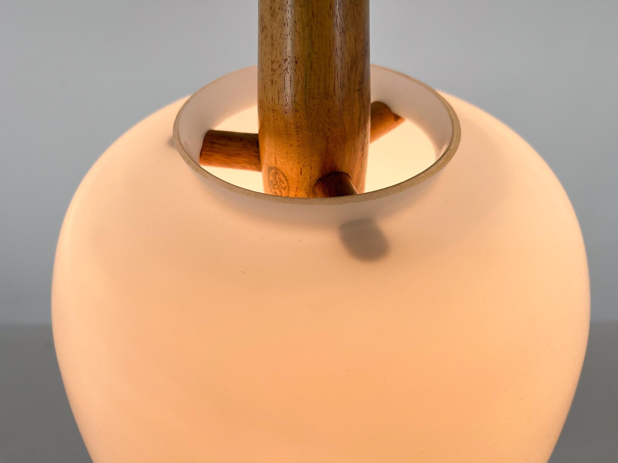 20th Century 1960s Wood and Glass Pendant Light by ULUV, Czechoslovakia, Marked by Manufactur For Sale
