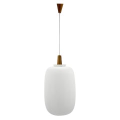1960s Wood and Glass Pendant Light by ULUV, Czechoslovakia, Marked by Manufactur