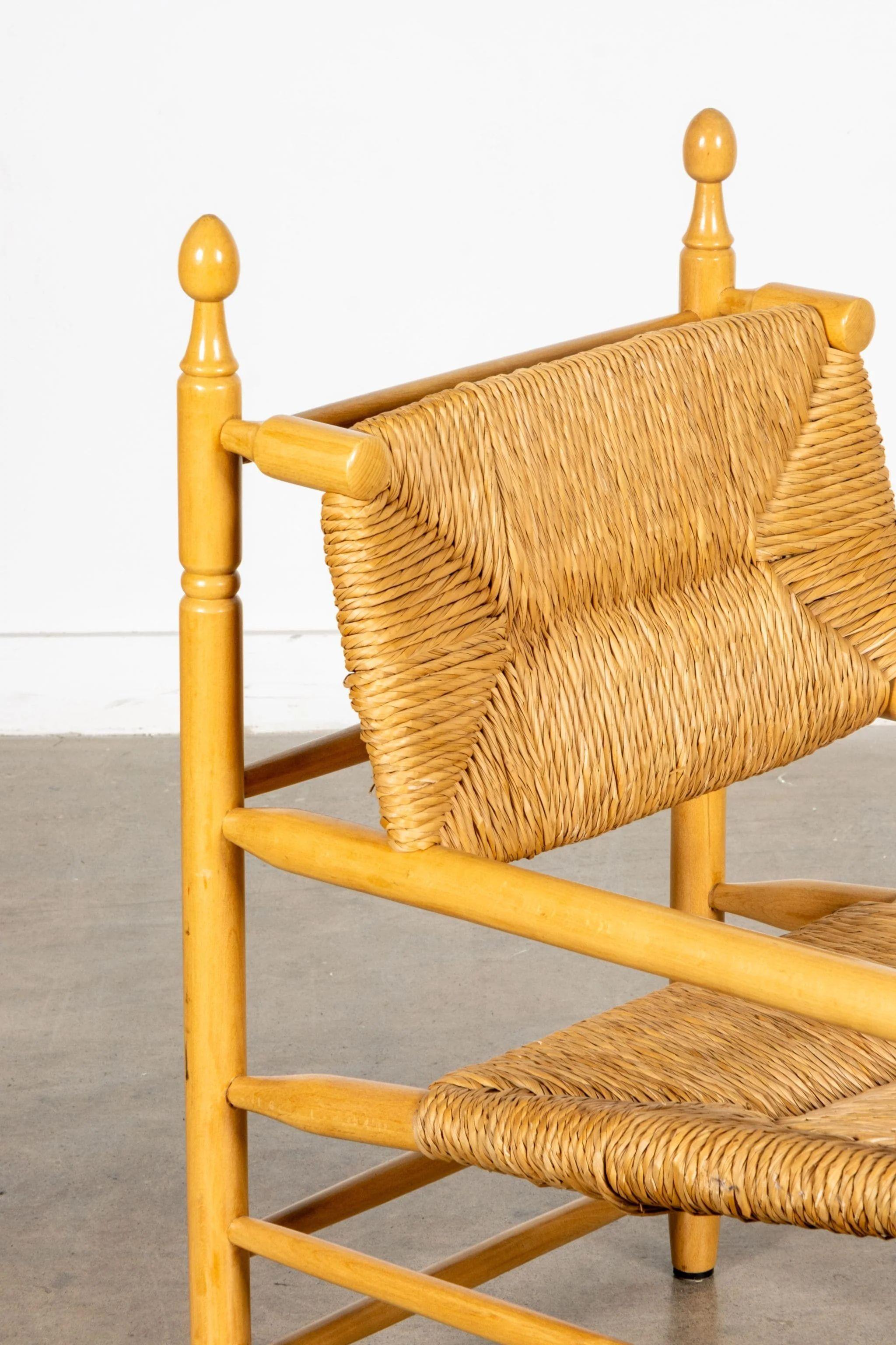 Mid-20th Century 1960s Wood and Rush Armchair For Sale