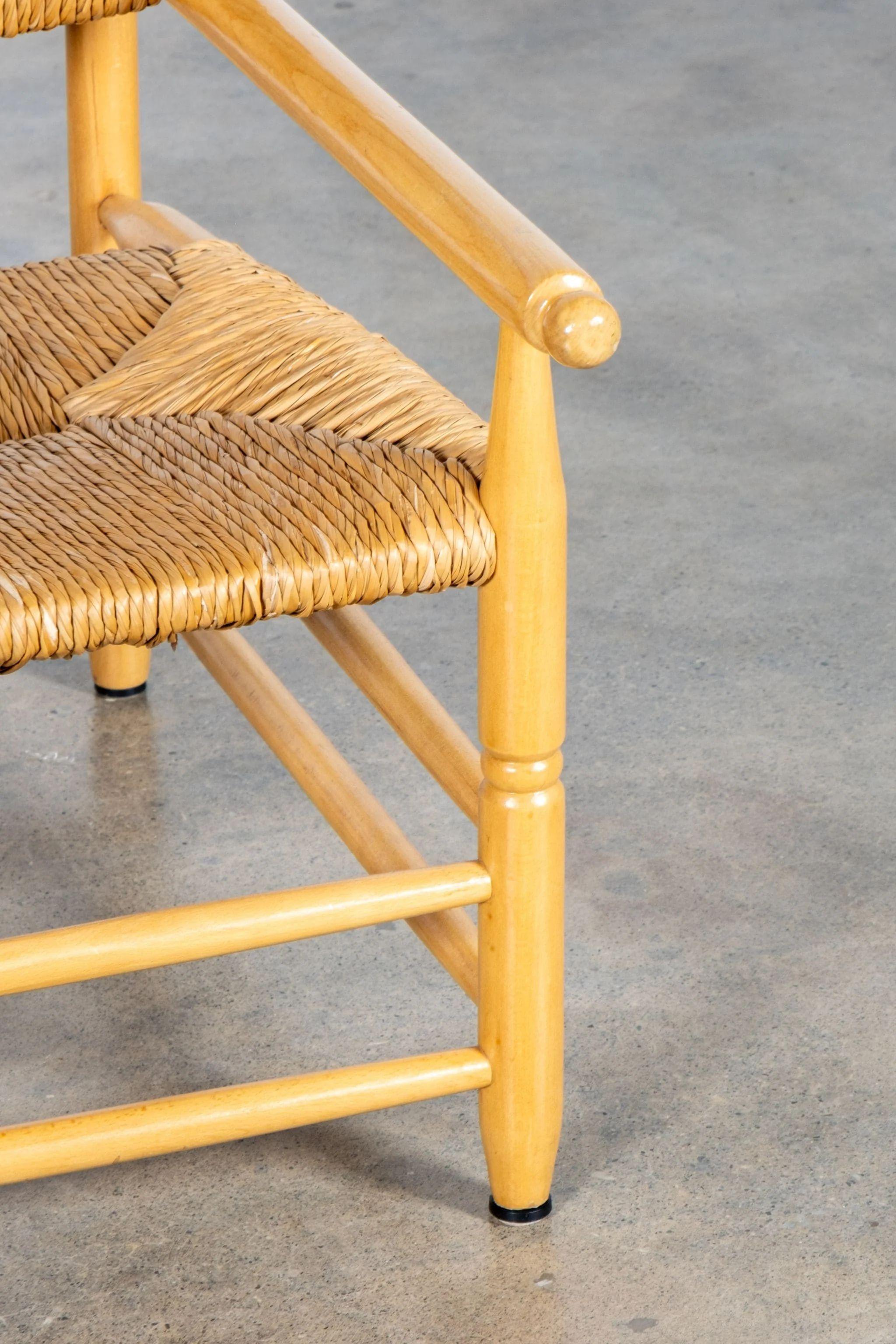 1960s Wood and Rush Armchair For Sale 2