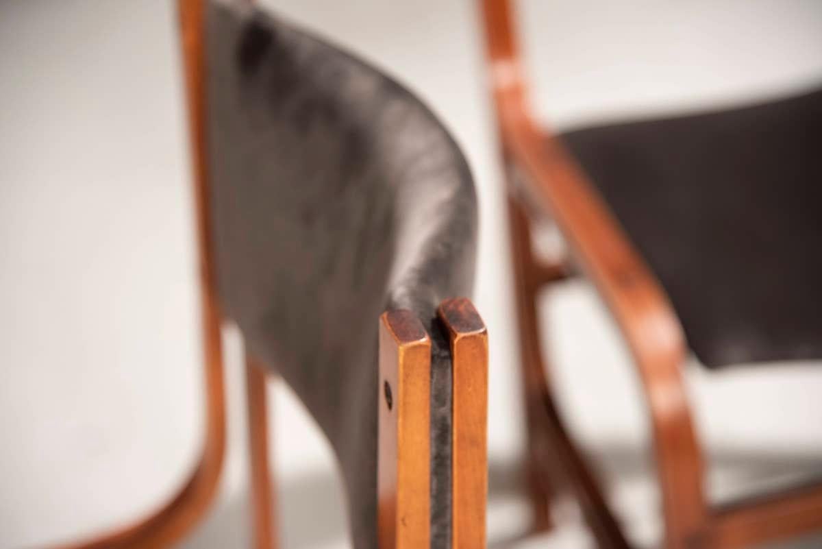 1960s Wood And Velvet Chairs Set Of 4 For Sale 6