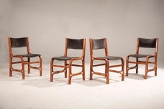 1960s Wood And Velvet Chairs Set Of 4