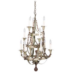 Lampadario con perline in Wood del 1960